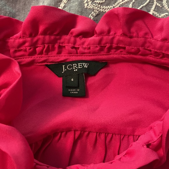 Fuchsia ruffled collar sleeveless blouse by J Crew Size 6 - Picture 2 of 3